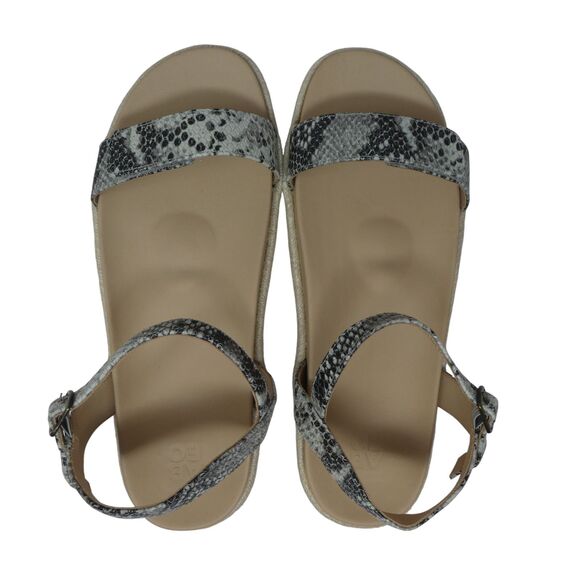 Abeo Isle Strap Gray Snakeskin Print Leather Open Toe Espadrille Flats Sandals - Picture 7 of 13